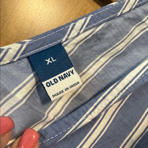 NWT Sleeveless Smocked Blouse Womens XL Striped Cotton gathered shoulder Beach - Picture 7 of 10